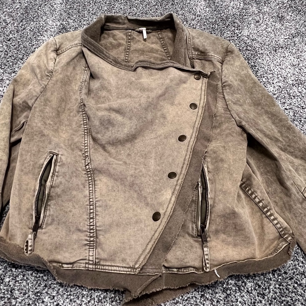 Women’s Sz LARGE Free People Collapsing Twill military jacket - Picture 2 of 4